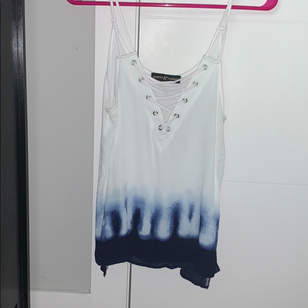 white and blue tank top